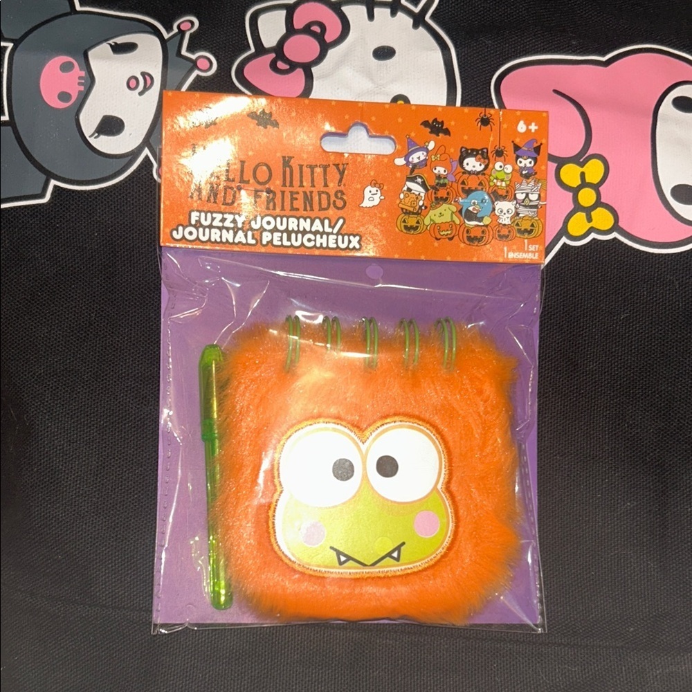 🩵3/$18🩵 Sanrio Keroppi Hello Kitty Friends Fuzzy Journal Notebook Pen Spooky New